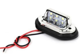 Подсветка номерного знака 12-24v Белая 6LED 50мм, корпус Черный (кт4шт) C2R #PZD-07 (12-24V)