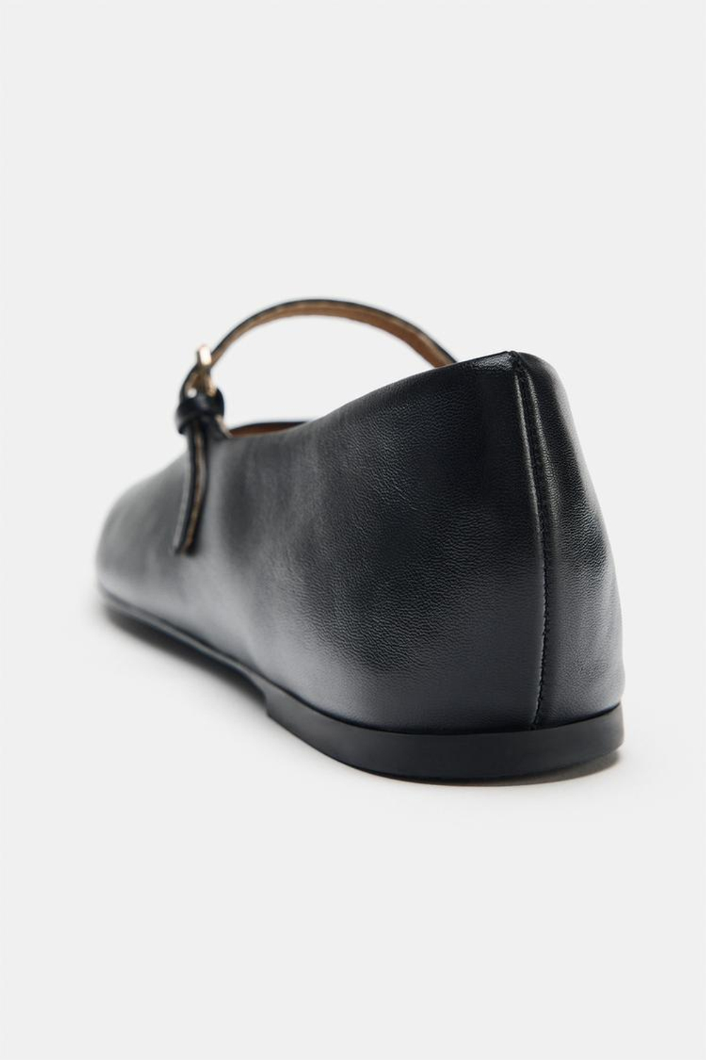 ZARA КОЖАНЫЕ БАЛЕТКИ, ЧЕРНЫЙ