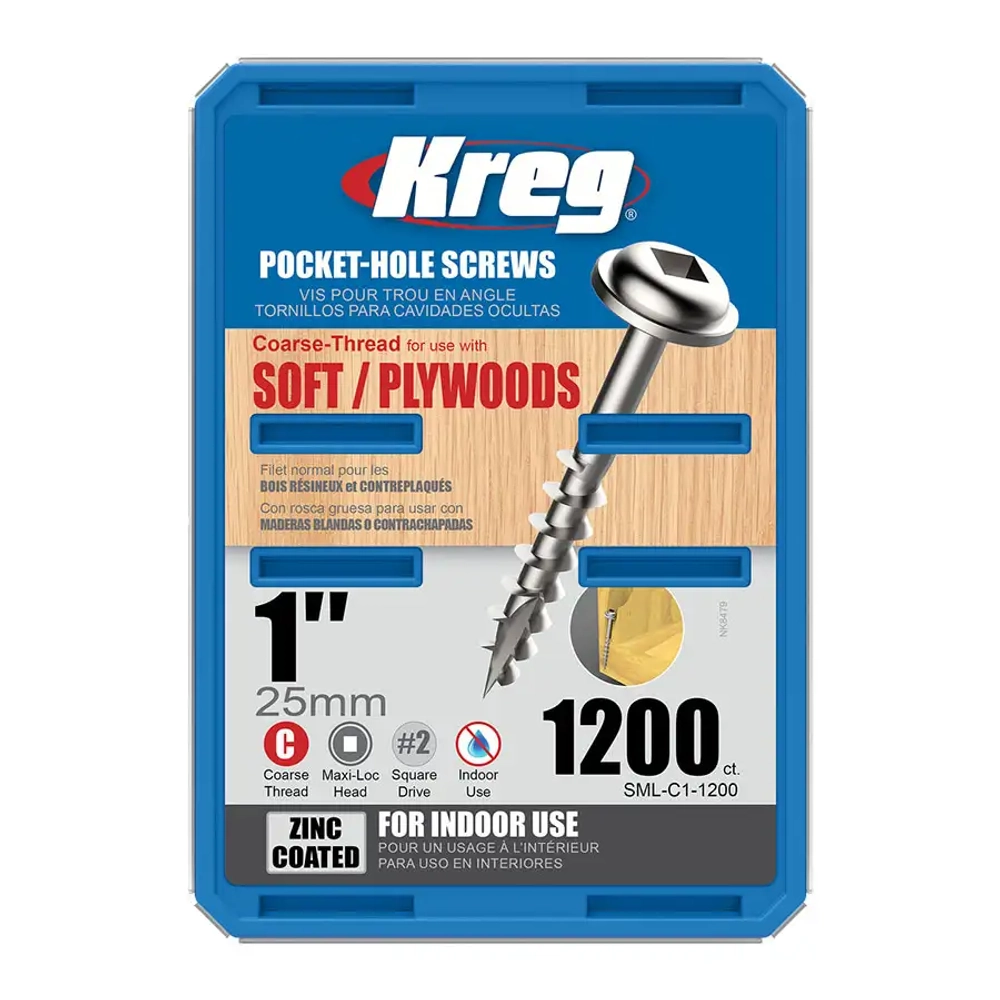 Шурупы с крупным шагом 1"-1200 шт Kreg SML-C1-1200-INT