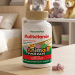 NaturesPlus, Animal Parade® Gold, жевательные мультивитамины для детей, со вкусом вишни, 60 таблеток в форме животных