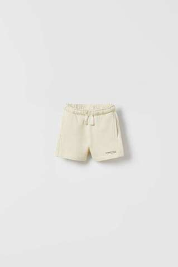 ZARA ШОРТЫ С НАДПИСЬЮ, ЭКРЮ