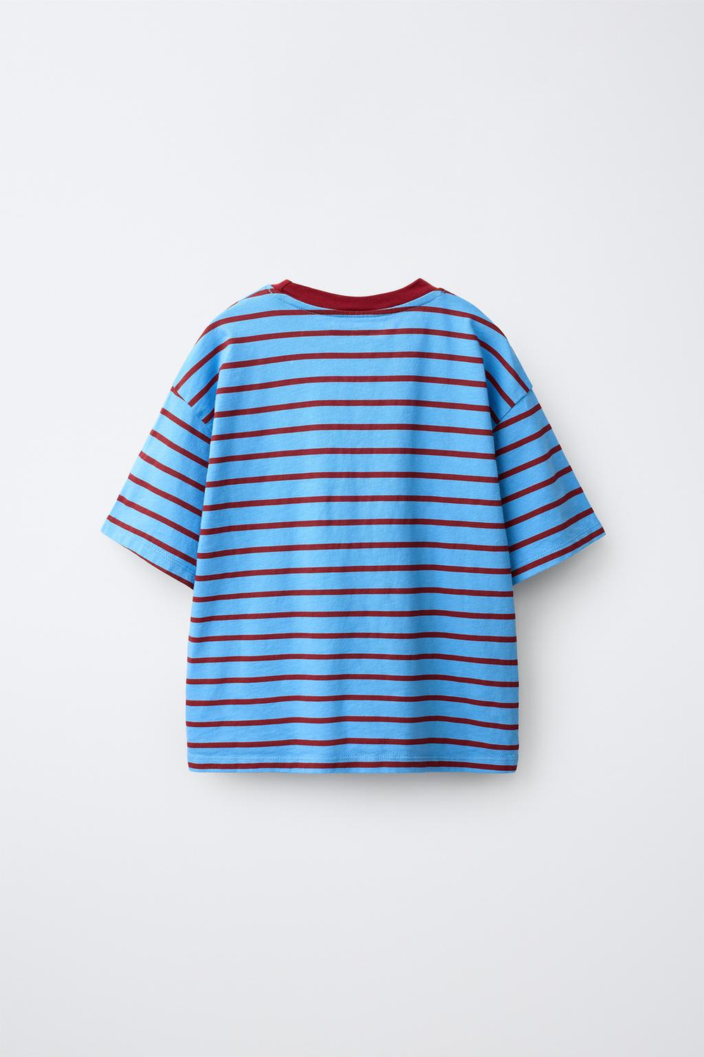 ZARA ФУТБОЛКА В ПОЛОСКУ С НАШИВКОЙ В ВИДЕ ЦИФРЫ, ГОЛУБОЙ