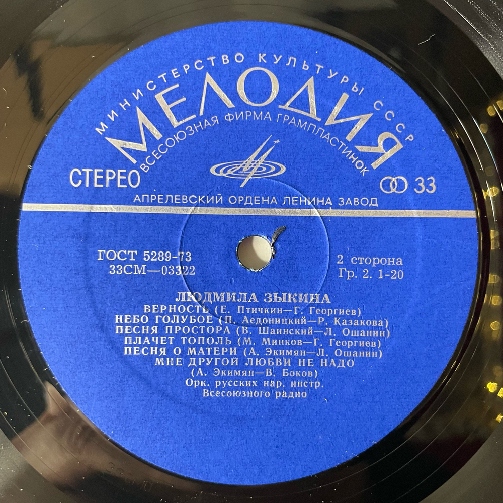 Винтажная виниловая пластинка LP Людмила Зыкина Город Имени Отца (СССР 1975)