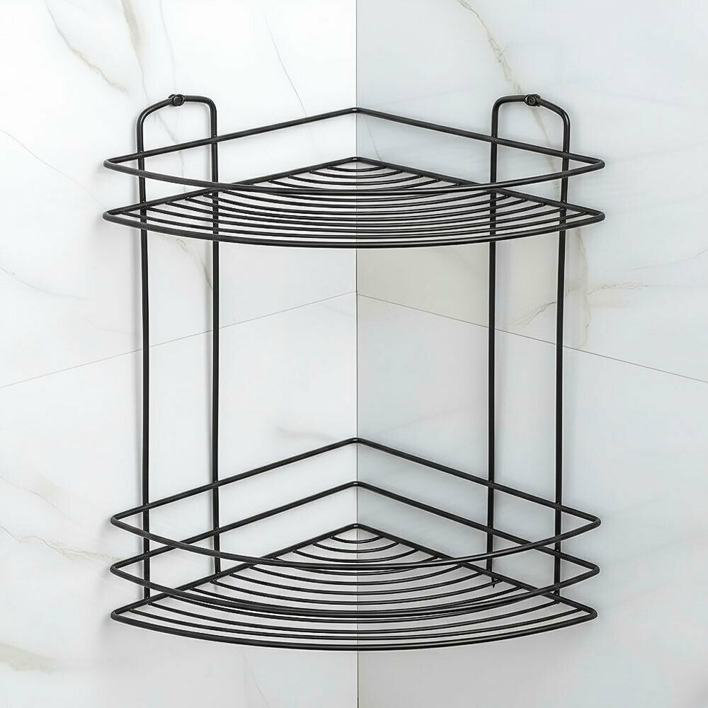 Полка угловая 2-х ярусная 21*21*30,5см "Black", черный