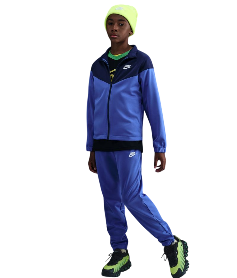 Детский теннисный костюм Nike Kids Dri-Fit Poly Knit Full Zip - comet blue/midnight navy/white