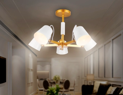 Подвесная люстра TR3101/5 WH/GD белый/золото E14 max 40W D680*370