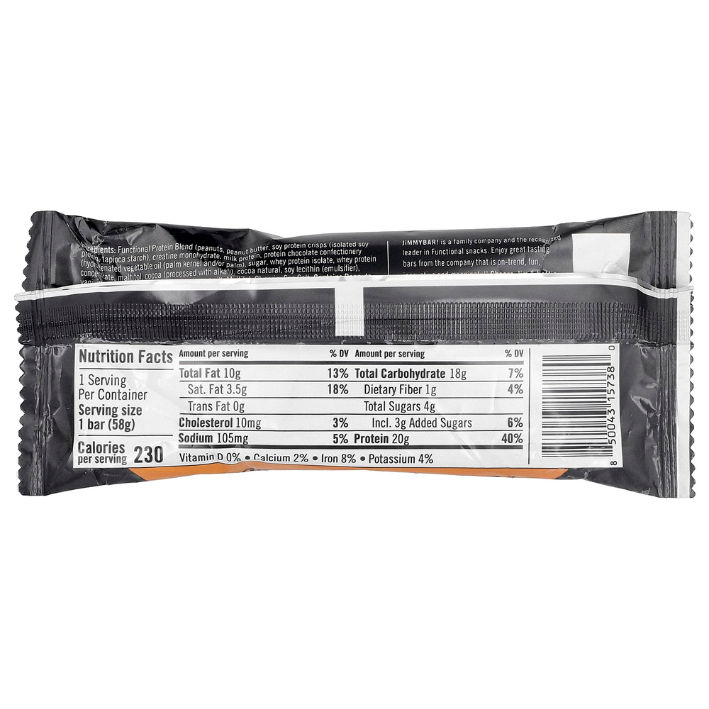 JiMMY!, Bars With Benefits™, протеиновый батончик с креатином, шоколад и арахисовая паста, 12 батончиков по 58 г (2,05 унции)