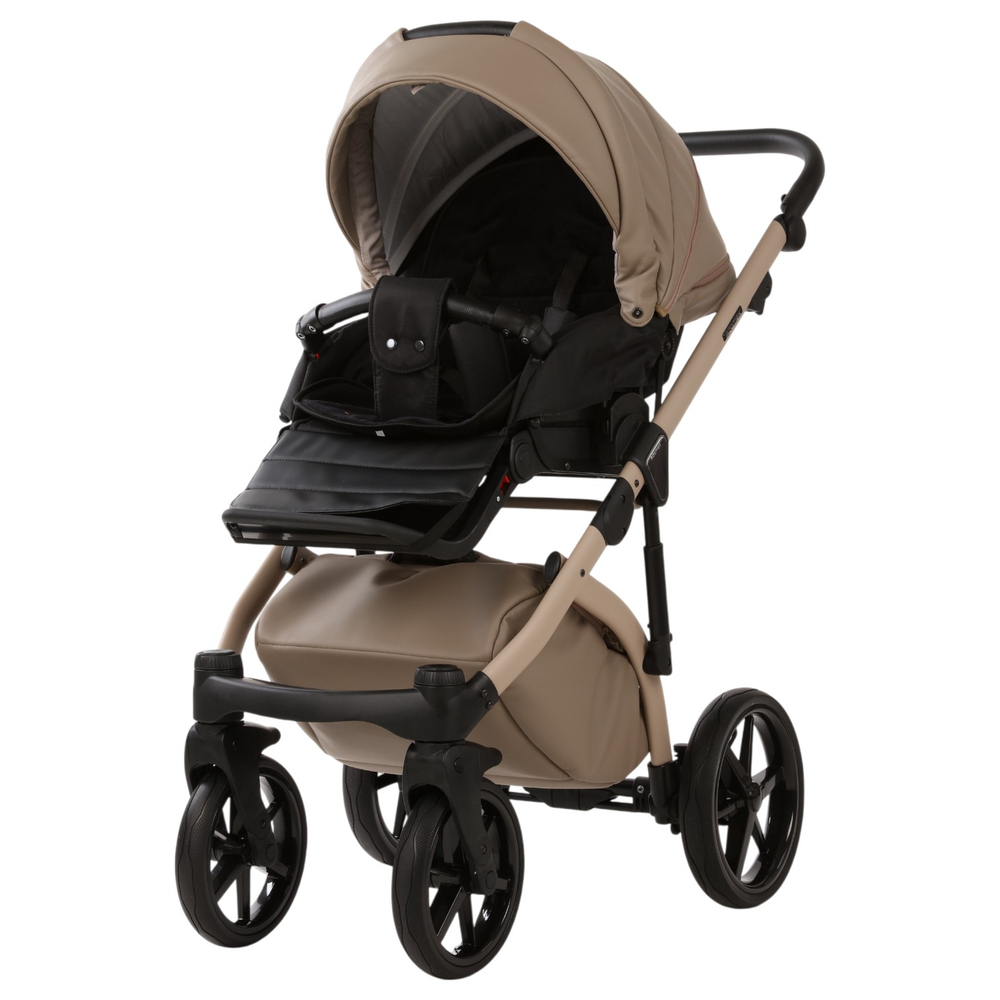 Детская универсальная коляска Adamex Chantal PRO Natura - CN-4-Cappuccino (Бежевая экокожа)