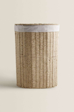 ZARA HOME КОРЗИНА ДЛЯ БЕЛЬЯ С ТКАНЕВОЙ ПОДКЛАДКОЙ, СВЕТЛО-БЕЖЕВЫЙ
