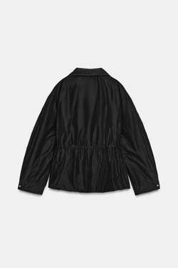 ZARA СТЕГАНАЯ КУРТКА С ВОРОТНИКОМ-СТОЙКОЙ, ЧЕРНЫЙ