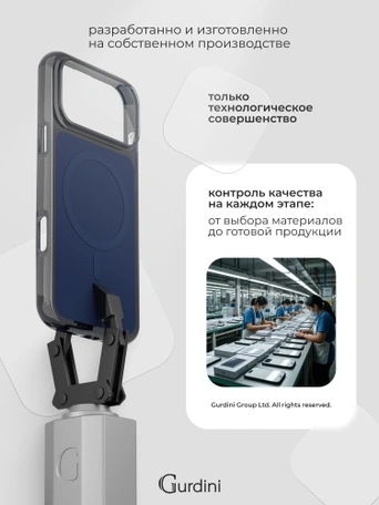 Чехол противоударный для iPhone 17 Pro Max / 18 Pro Max 6.9" Gurdini Clarity Case TPU Midnight Blue