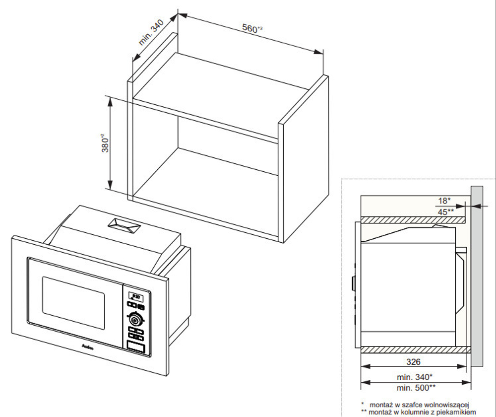 Встраиваемая микроволновая печь Hansa AMM20BEWH