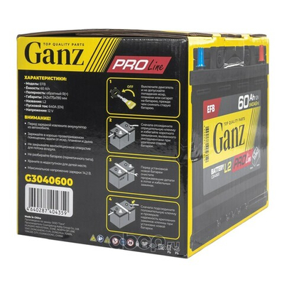 Аккумулятор GANZ PRO-Line EFB Start-stop 60 А/ч обратный R+ 242x175x190 L2 EN 640 А