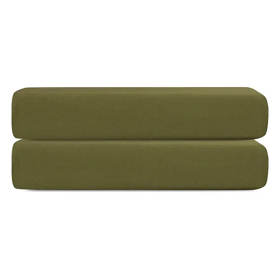 Простыня на резинке из сатина из коллекции meditation, olive, 160х200х30 см
