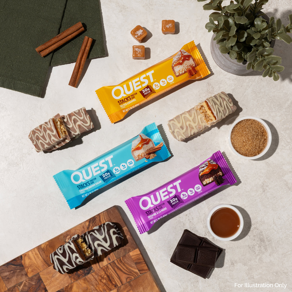 Quest Nutrition, Stacks, протеиновый батончик, соленая карамель, 4 батончика, 67 г (2,36 унции) каждый