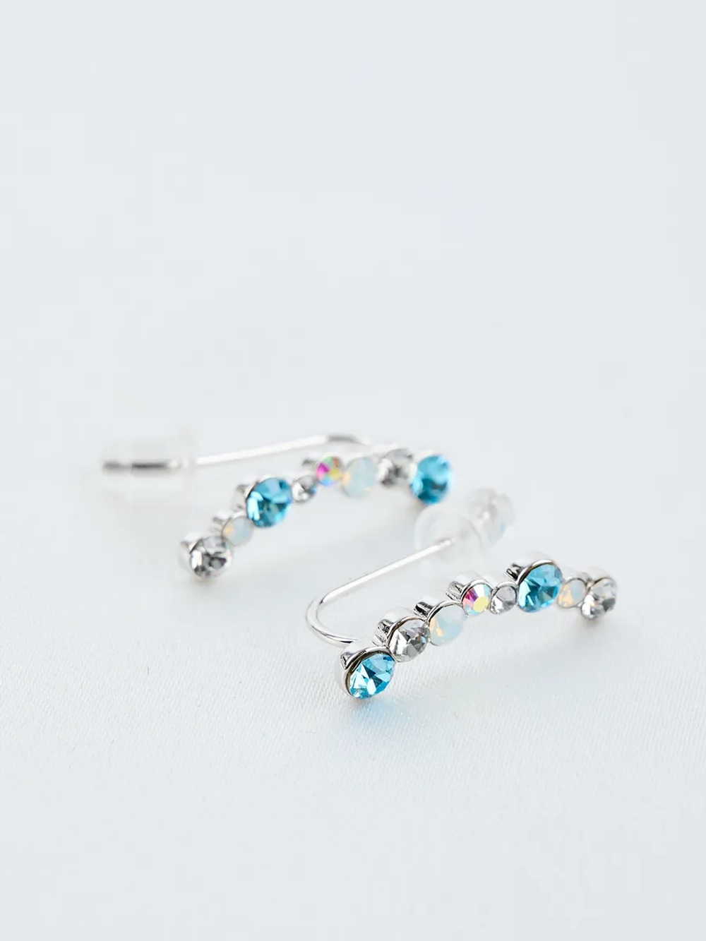 Серьги-клаймберы Млечный путь с голубыми кристаллами Swarovski
