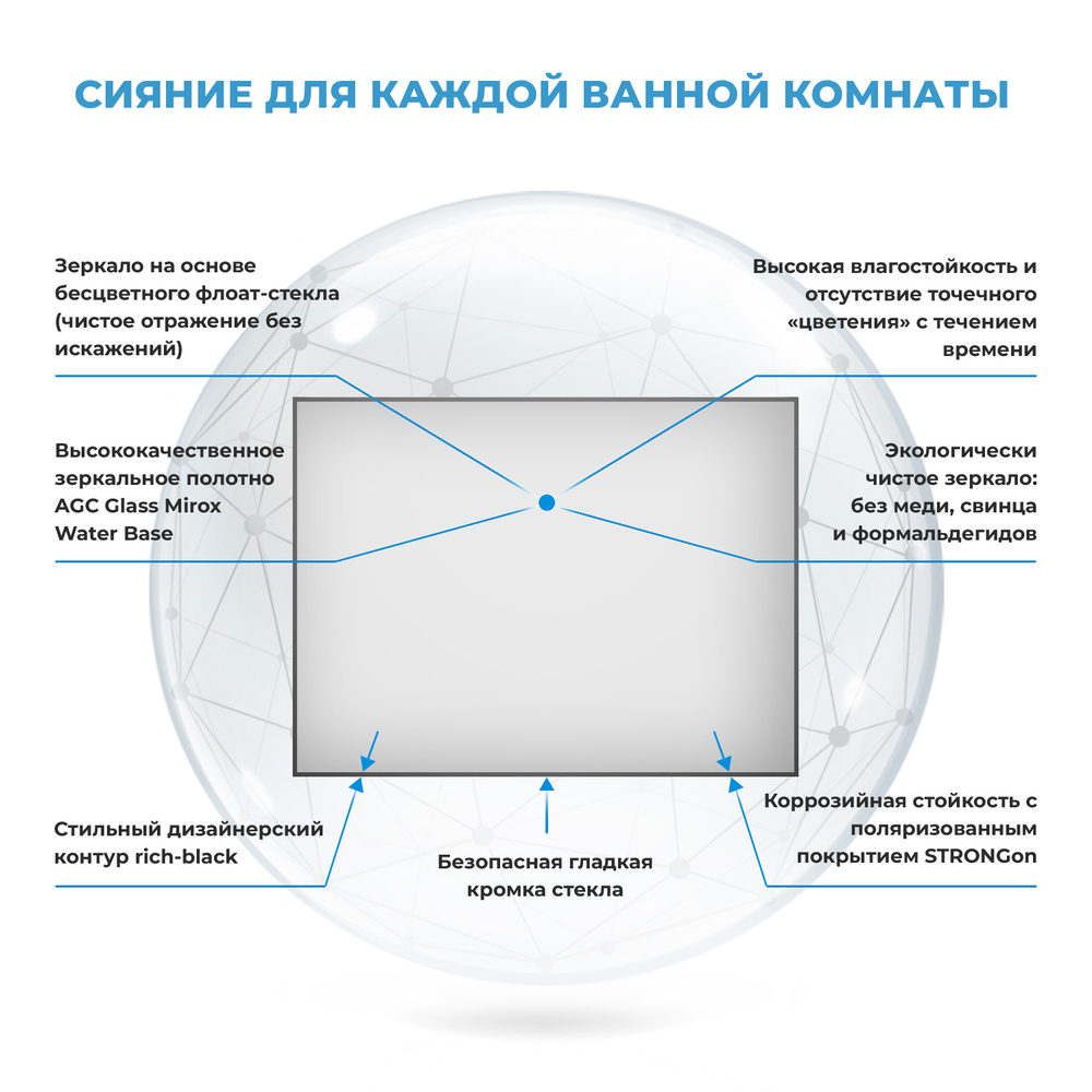 Настенное зеркало для ванной комнаты