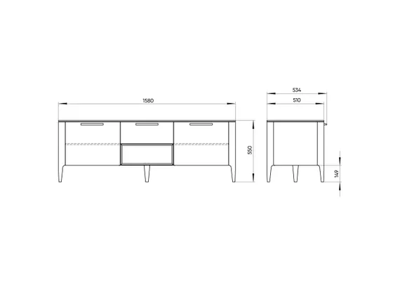 Тумба Type oak под ТВ ширина 160 см (серо-бежевый)