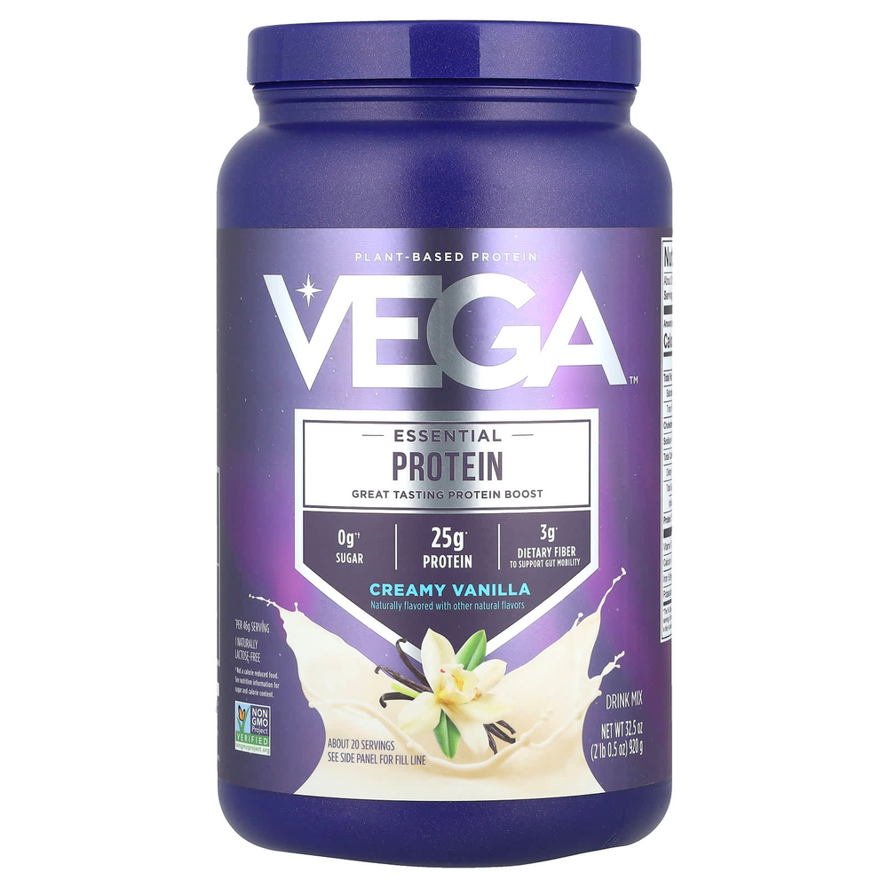 Vega, Незаменимый растительный протеин, кремовая ваниль, 920 г (2 фунта 0,5 унции)