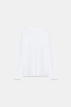 ZARA ХЛОПКОВАЯ ФУТБОЛКА ОВЕРСАЙЗ, БЕЛЫЙ