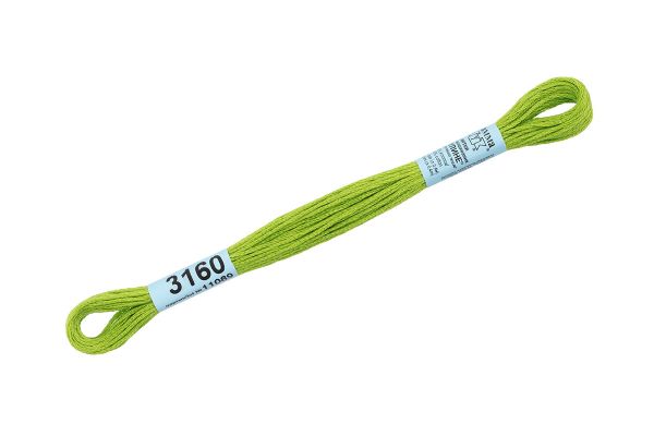 Мулине Gamma 100% хлопок, цв.3160 яр.зеленый, 24 мотка по 8 метров