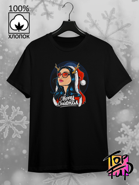 Футболка Merry Christmas снегурочка