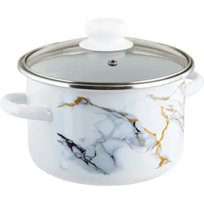 Кастрюля эмал цил Marble 4,0л стекл/кр ТМ Appetite