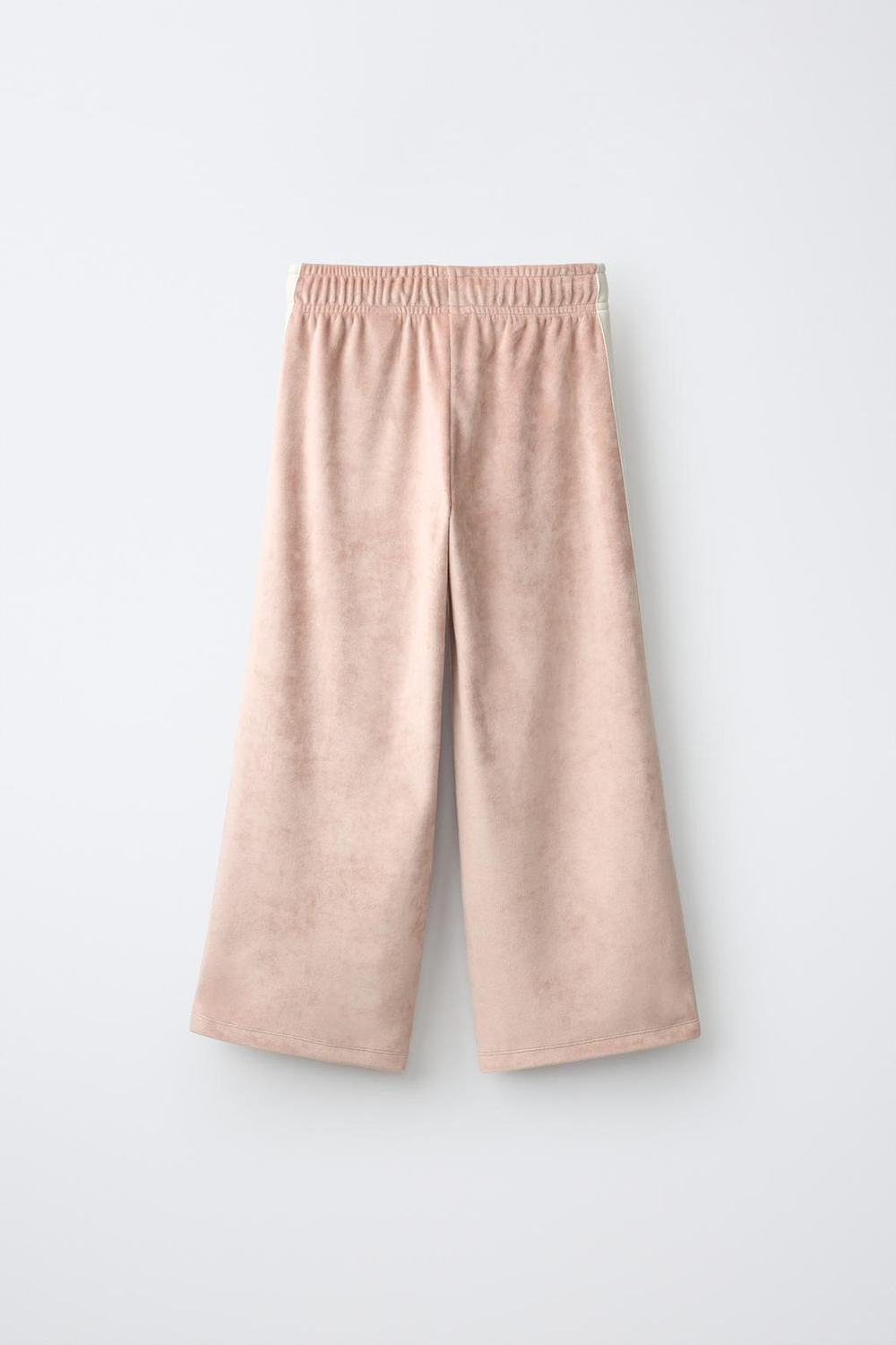 ZARA БРЮКИ WIDE LEG ИЗ ВЕЛЬВЕТА С КОНТРАСТНЫМИ ЛАМПАСАМИ, РОЗОВЫЙ