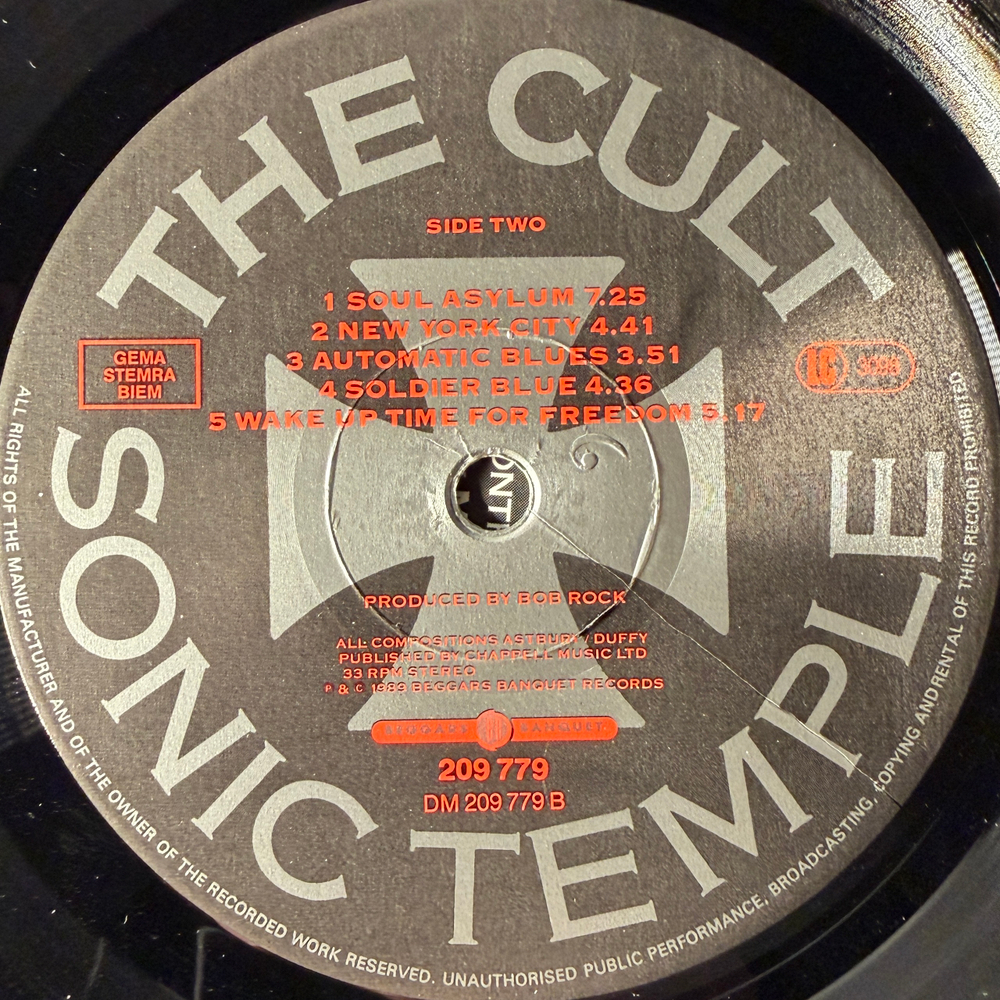 The Cult ‎– Sonic Temple (Европа 1989г.)