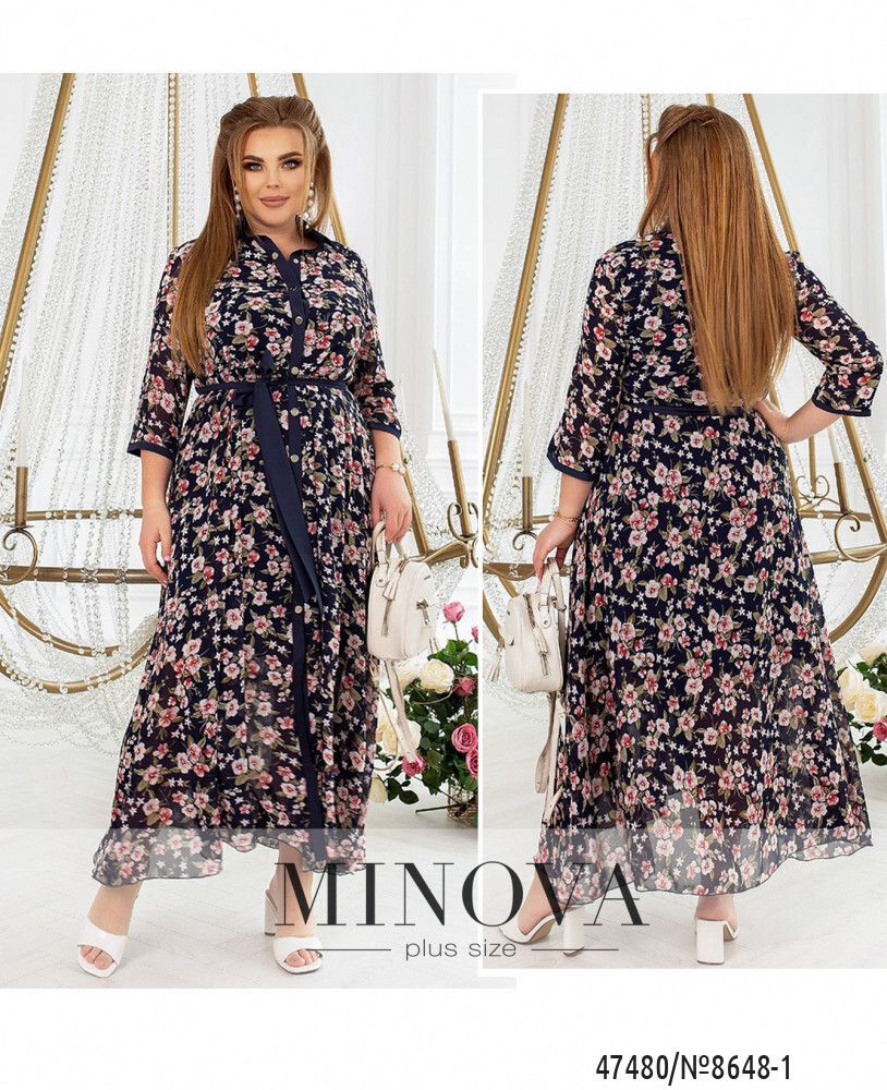 Платье 8648-1-тёмно-синий Minova