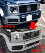Решетка радиатора и накладки на фары G63 для Mercedes-Benz G-Class W463A/W464 2018+ Мерседес Гелик гелентваген