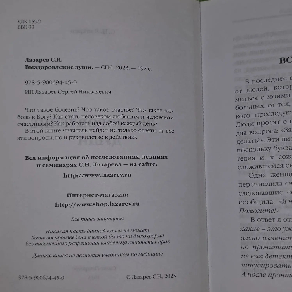 Выздоровление души. Лазарев Сергей Николаевич