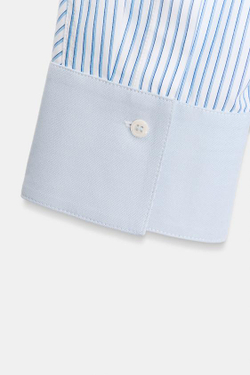 ZARA РУБАШКА ОКСФОРД В ПОЛОСКУ С КОНТРАСТНЫМИ ДЕТАЛЯМИ — ZW COLLECTION, СИНИЙ