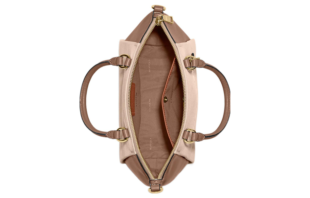 COACH Elise Fabric With Calfskin Handbag, Shoulder Bag, Crossbody Bag, Briefcase Medium Women"s Khaki