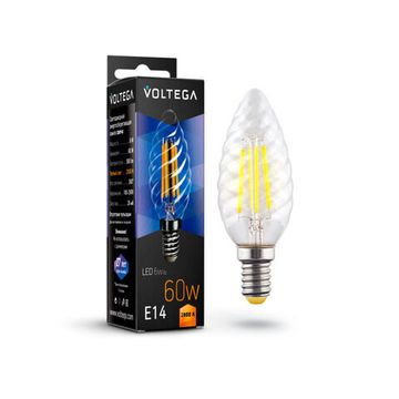 Светодиодная лампа Crystal Candle corn 6W 2800K E14 (7027) VG10-CC1E14warm6W-F прозрачная Voltega