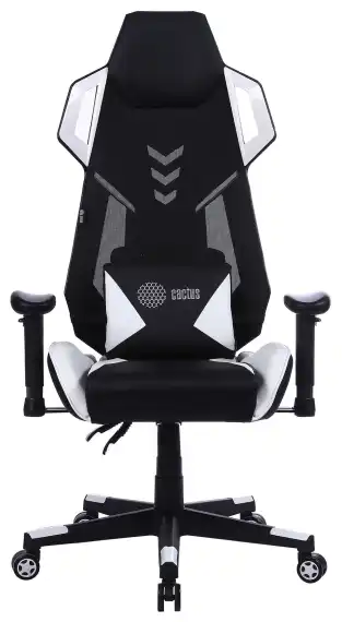 Кресло игровое Cactus Cs-Chr-090 черный/белый экокожа/сетка крестов. нейлон