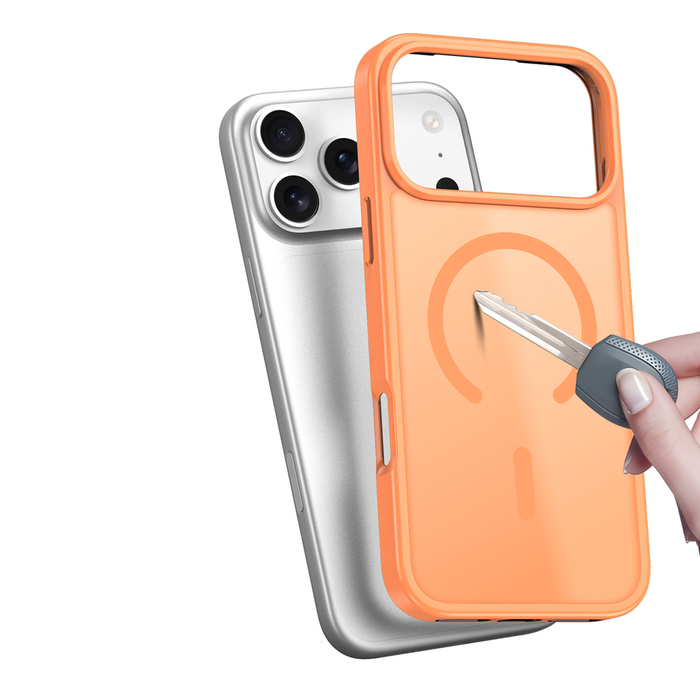 Матовый чехол оранжевого цвета с MagSafe для iPhone 17 Pro, серия Yind Series (Open Ring Version) от Dux Ducis