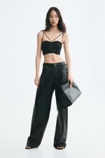 Короткий сетчатый топ с драпировкой - H&M