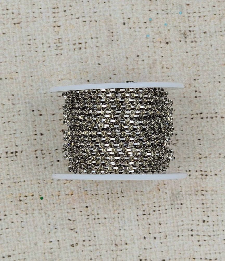 Цепь со стразами, ш. 2,5 мм, серый в серебре