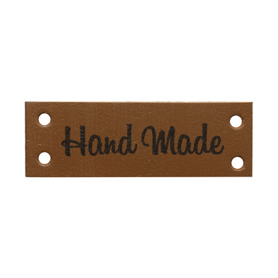 Бирка кожаная пришивная ""Hand Made"" 1,4х4см, уп.4 шт (коричневый)