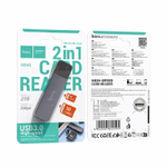 Карт-ридер Hoco HB45 (USB 3.0/карты TF, SD) серый  2в1 скорость передачи  5Gbps