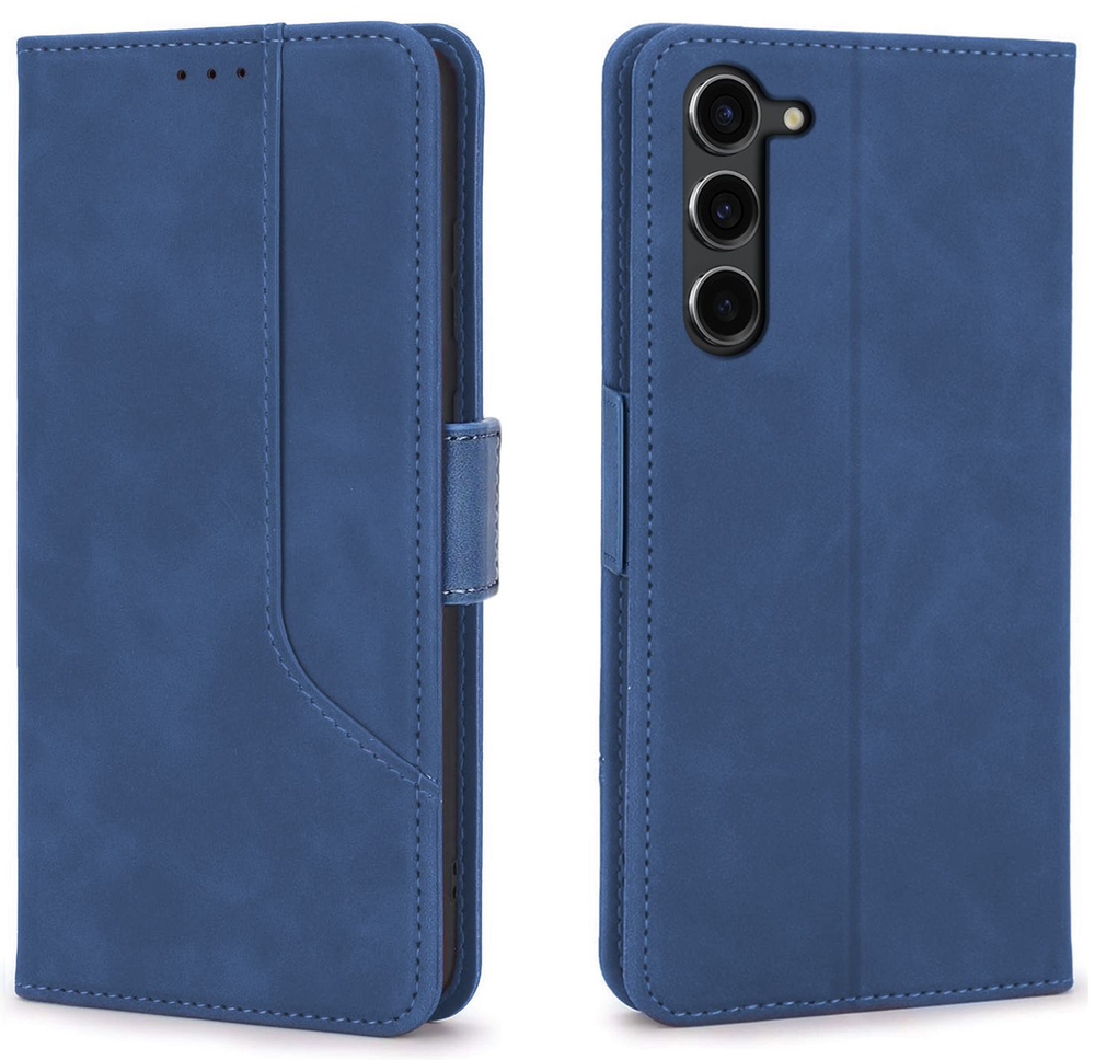 Стильный чехол-книжка из кожи для SAMSUNG GALAXY S23 PLUS с отделом для наличных, 3 слотами для карт и подставкой