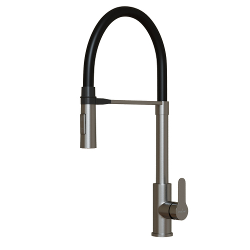 Смеситель для кухни 35k MIXLINE МЛНС-0402 (MLSS-0402) черный гибкий излив магнит, п/гайку САТИН