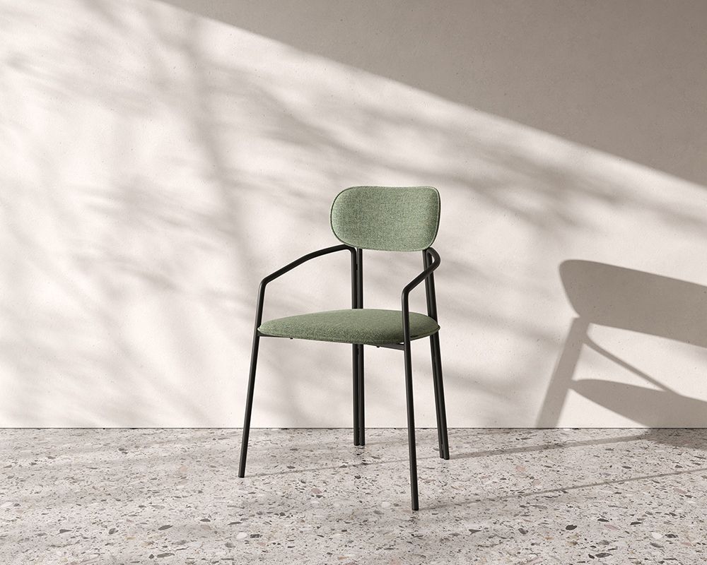 Стул Ror, Round, рогожка, черный/зеленый