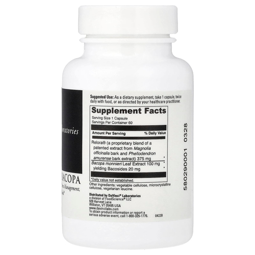 DaVinci Laboratories, Relora с бакопой, 60 капсул