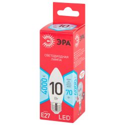 Лампа светодиодная ЭРА RED LINE LED B35-10W-840-E27 R 10Вт свеча нейтральный белый свет Е27 | Лампы cветодиодные Свеча (B/C)