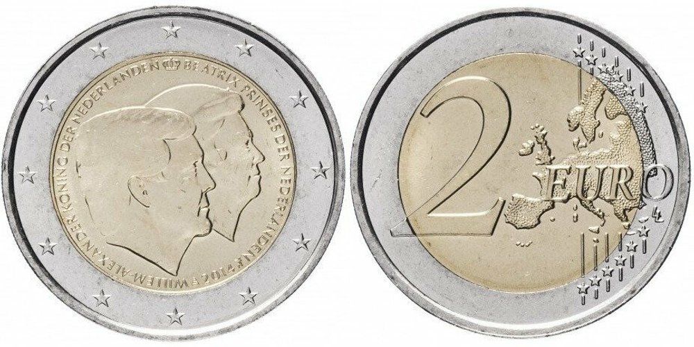 Нидерланды 2 евро 2014 Вступление на престол Короля Виллема-Александра aUNC