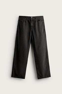 ZARA БРЮКИ STRAIGHT FIT ИЗ ЛИОЦЕЛЛА И ХЛОПКА, ЧЕРНЫЙ