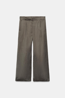 ZARA ШИРОКИЕ БРЮКИ ИЗ САТИНА — ZW COLLECTION, СЕРЫЙ