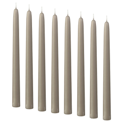 IKEA KLOKHET  (ИКЕА КЛОКХЕТ)  -  Свеча коническая без запаха - серо-бежевая 25 см 8 шт